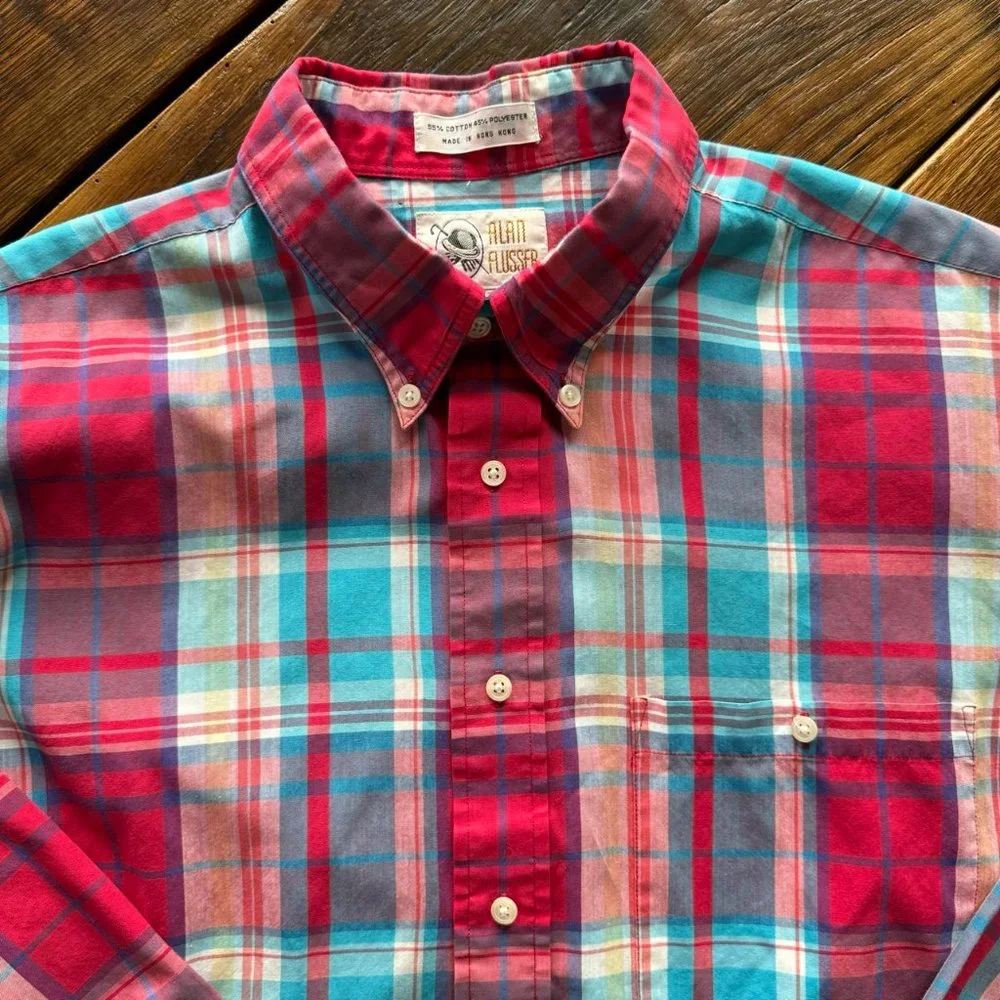 Alan Flusser Plaid Dress Shirt‎ Vintage - Old Label!